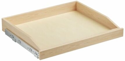 ROOMTEC Soft Close Pull Out Cabinet Organizer, Birch, Light Brown Wood, 26”W x 21”D
