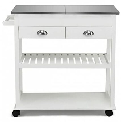 SLNFXC Rolling Kitchen Island Trolley Cart With Drawers Kitchen Storage Racks Parlor Bathroom Office Shelf Gadget (Color : Wit, Size : 34.5x16x32