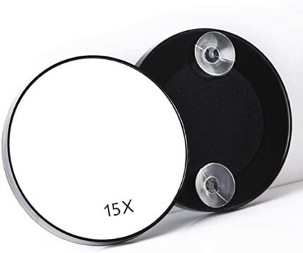 LYPER 15X Magnifying Mirror Bathroom Mirror, 8.8cm Makeup Beauty Mirror Glass Cosmetics Mirror Round Mirror with Suction Cups for Makeup, Shaving
