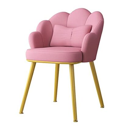 RILOOP Modern Leather Dining Chairs,Dressing Table Makeup Chair with Metal Chair Legs Kitchen Bedroom Marriage Room Balcony Sofa Chair Living Roo