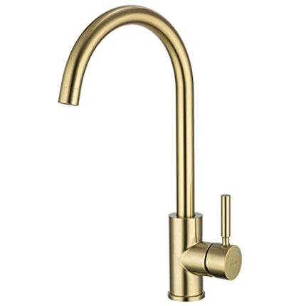 GAPPO Monobloc Kitchen Mixer Sink Taps Lead Free 360 Degree Swivel High Arc Single Lever Bathroom Mixer Tap, Gold