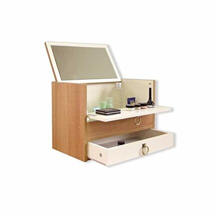 DINGZZ Tatami Mini Bay Window Dressing Table Small Apartment Wood Cosmetic Case Small Portable Organizer Makeup Case
