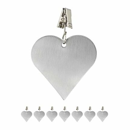 Relaxdays Tablecloth Weights, Pack of 8 Clips, Curtain Clamps, in-& Outdoors, Stainless Steel, Heart, Silver