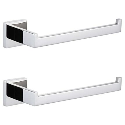 KOKOSIRI Towel Bar Shiny Chrome Hand Towel Ring Holder 2 Pack for Bathroom Kitchen Hardware Wall Mounted, Polished Stainless Steel B3003CH-P2