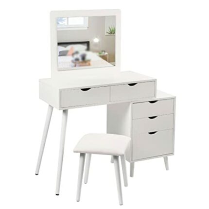 n/a Cosmetic Dressing Table with Makeup Stool Vanity Bedroom Dressers 2 Drawers Bedside Table for Ample Storage