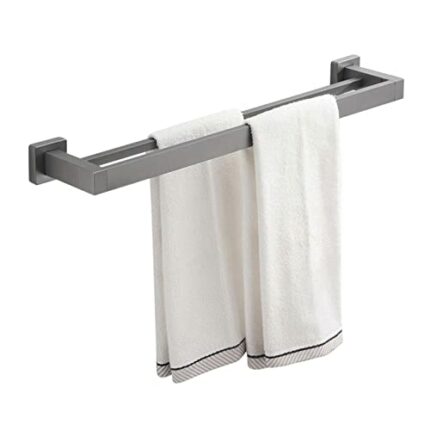 Towel Holder Wall Mounted Double Towel Rail No Drill Towel Shelf Self Adhesive Anti-rust Space Aluminum For Kitchen Toilet,grey,60cm
