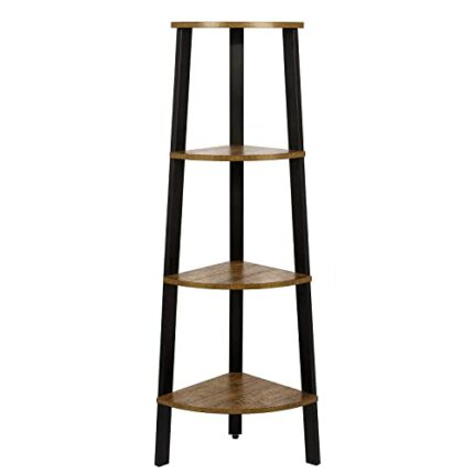 Meerveil Corner Shelf, 4 Tier Ladder Shelf, Industrial Free Standing Bookshelf Bookcase, Wooden Storage Rack Display Shelving Unit, for Hallway L