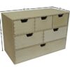 COLLECTOR Wooden World 5 Drawer Plain Wooden Storage Box Chest Cupboard Decoupage Solid Wood Jewellery Chest