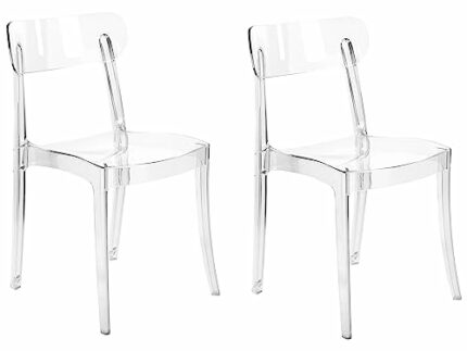 Beliani Set of 2 Dining Chairs Transparent Synthetic Backrest Armless Glossy Covington