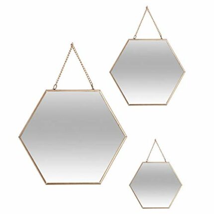 Set of 3 gold hexagonal mirrors