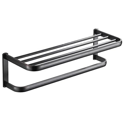 HIGOH Towel Racks, Bathroom Towel Rack Wall Mounted Towel Holder,Simple Flat Tube Shower Room Brass Hardware,Antique Rack Bath Towel Rack,Toilet