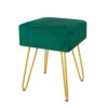 TOUCH-RICH Velvet Footrest Stool Ottoman Round/Square Modern Upholstered Vanity Footstool Side Table Seat Dressing Chair with Golden Metal Leg(Pi