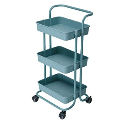 DSHGDJF Kitchen furniture Multi-Layer Steel Frame Wood Partition Multifunction Organizer Cart With Wheels Kitchen trolley (Color : White)