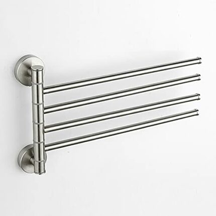HIGOH Towel Rack Towel Rack Household Bathroom Activity Towel Bar,Stainless Steel Rotating Towel Rack,Bathroom Washing Rack Folding Three Rod Tow