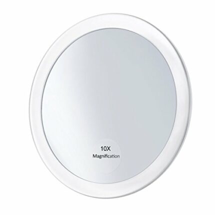 Frcolor Make Up Mirror - 10x Magnifying 5.9 inch Round Vanity Cosmetic Mirror with 3 Suction Cups for Cosmetic Makeup (White)