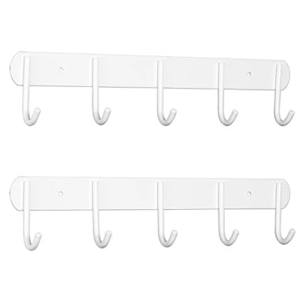 Encozy 2 Pack Coat Hooks Wall Mounted Heavy Duty Wall Coat Rack for Hanging (Heavy Duty White 2pc)