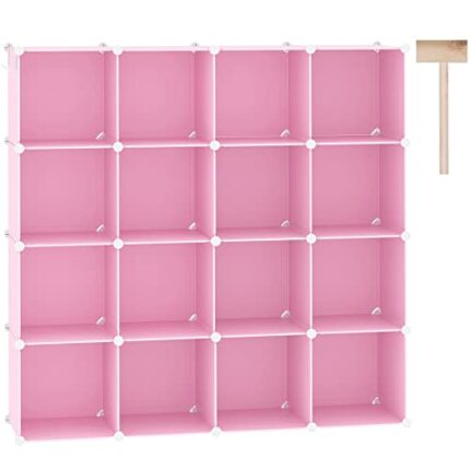 C&AHOME Cube Storage Organizer, 16-Cube Shelves Units, Closet Cabinet, DIY Plastic Modular Book Shelf, Ideal for Bedroom, Living Room, Office, 48