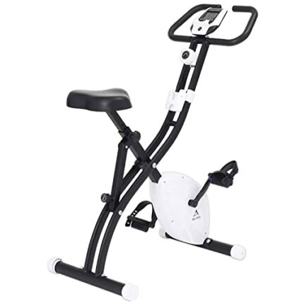 YAMAZEN, Folding Exercise Bike Magnetic Upright Bike Portable | 8 Levels of Resistance Stationary Bike with Phone/Tablet Holder | 300lb Weight Ca