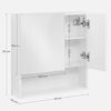 VASAGLE BBK122W01 Mirrored Cabinet, Bathroom Cabinet with Height-Adjustable Shelves, Door and Top Panel with High-Gloss Surface, Bathroom, 54 x 1
