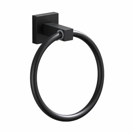 Matte Black Suction Cup Towel Ring Stainless Steel Hand and Face Washcloth Holder Dish Towel Hanger for Shower and Bathroom Walls