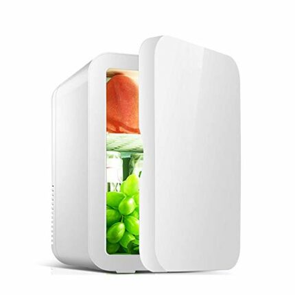 Mini refrigerator,8 Liter Professional Makeup Skincare Fridge,Cooling Low Noise Portable Cooler,12V semiconductor car refrigerator,Pink (White 8L