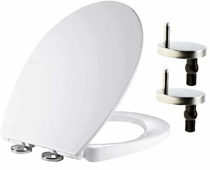 Mass Dynamic White Toilet Seat Soft Close Toilet Seats with Quick Release for Easy Cleaning, Top Fix Easy Installation, Standard Oval Shape Toile