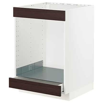 Ikea METOD/MAXIMERA base cab for hob+oven w drawer, 60x60 cm, white Askersund/dark brown ash effect