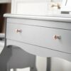 CARME Sorrento - Grey Dressing Table and Side Table With Drawer Rose Gold Handles Stool Mirror with LED Lights - Four Piece Set Bedroom Makeup Fu