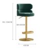 DWILKE Velvet Gold Adjustable Heigh Island Bar Chairs Counter Height Bar Stools Set of 2 Swivel Barstools with Backs Round Upholstered Seat for P