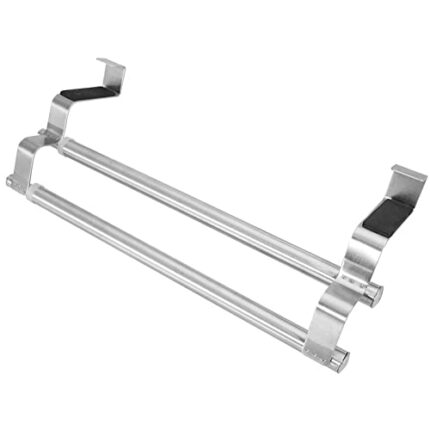 LiebeWH Over Door Towel Rails Stainless Steel Bath Towel Rack Retractable Over Door Towel Bar Bedroom Towel Shelf (40cm retractable double pole)