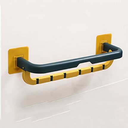 SLNFXC Self-adhesive Towel Holder Rack Wall Mounted Towel Hanger Bathroom Towel Bar Shelf Roll Holder 2 Laye Hooks Bathroom Organizer