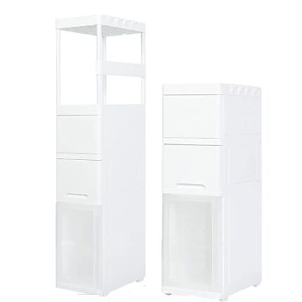 PUDLVA Tall Bathroom Cupboard Bathroom Cabinet Bathroom Shelves Toiletries Lockers Storing Bathroom Essentials with 3 Drawers and 1 Open Compartm
