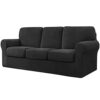 CHUN YI 7 Piece Stretch Sofa Cover, 3 Seater Slipcover with Three Separate Cushions and Backrests, Jacquard Spandex Fabric(3 Seater,Grey)