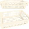 4-Tier - Beige Plastic Storage Trolley Unit with Wheels Utility Kitchen Cart Vegetable Rack Fruit Basket Corner Shelf for Kitchen Bedroom Bathroo