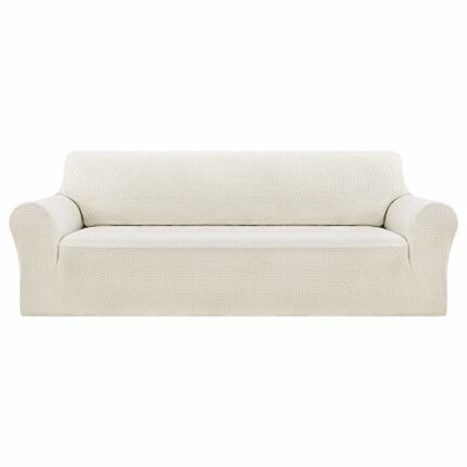 Deconovo Jacquard Sofa Cover Stretch Slipcovers Small Checks Polyester Anti-Slip Spandex Fabric Sofa Fabric Protector Couch Cover(Three Seater, W