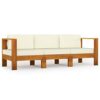 WODMB Garden Furniture 6 Pcs with Cushions Cream Solid Acacia Wood Garden Furniture Set (Color : B, Size : One size)