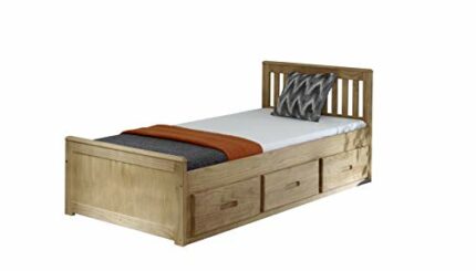 Cloudseller MISSION SINGLE BED 3 FT CAPTAIN-3DRAWER IN WAX SOLID REAL PINE