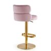 Pink Velvet Swivel Barstools Set of 2 Counter Bar Chair Adjustable High Bar Stools with Backs Armless Kitchen Island Hight Stainless Steel Titani