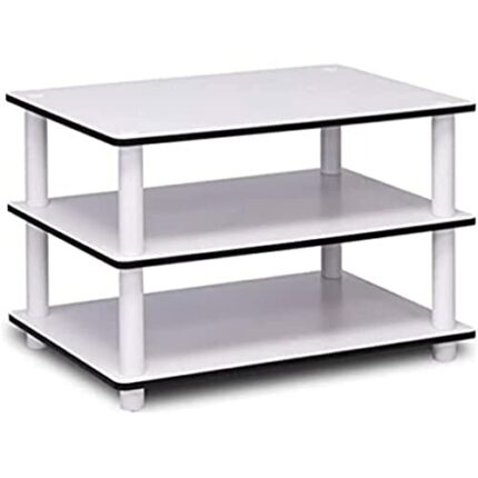 FURINNO 3-Tier No Tools Coffee Table, Wood, White/White, One Size,39.6 x 59.9 x 39.6 cm