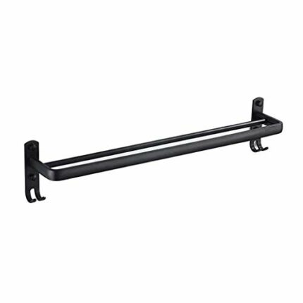 N/A Towel Rack Towel Rod Bathroom Towel Holder, Shelf Kitchen Storage Rack Wall-Mounted Black Towel Bar (Size : 7 3/8)
