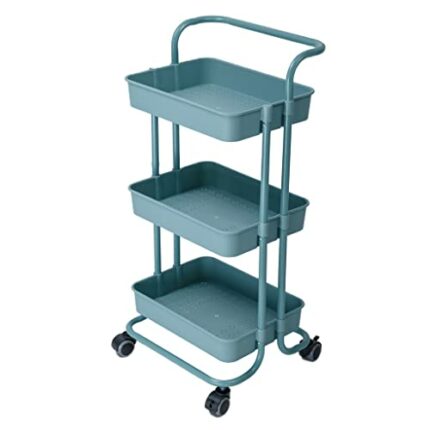 UXZDX 3 Layer Storage Rack Kitchen Trolley Movable Shelf Home Furniture Organizer with Wheels Narrow Cabinet (Color : White-style, Size : 88 * 42