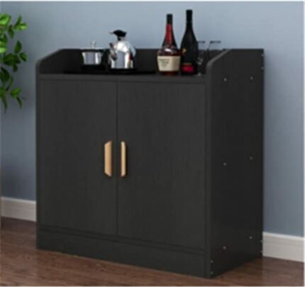 WALNUT Round Corner Pantry Cabinet Living Room Multifunctional Storage Cabinet With Door Dining Room Side Table Sideboard (Color : Svart, Size :