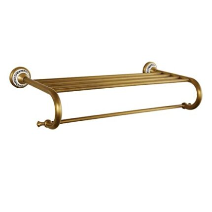 HIGOH Towel Racks, Bathroom Towel Rack Wall Mounted Towel Holder,Antique Towel Rack,All Copper European Retro Bathroom Rack,Bathroom Hardware Tow