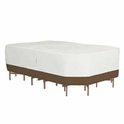 Amazon Basics Rectangular/Oval Patio Table and Chair Set Cover, Large, Beige + Tan