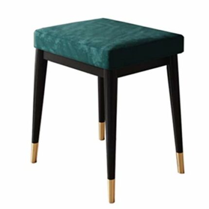 FGHOEV Velvet Footrest Stool Ottoman Round Upholstered Vanity Footstool Side Table Seat Dressing Chair with Golden Metal Leg Teal