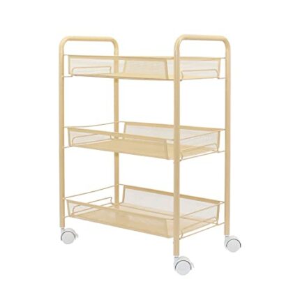 MIAOHY Kitchen Bathroom Bathroom Shelving Trolley With Wheel Three-layer Storage Rack With Hook Trolley (Color : D, Size : Light Grey)