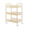 DLOETT Kitchen Bathroom Bathroom Shelving Trolley With Wheel Three-layer Storage Rack With Hook Trolley (Color : Argento, Size : Light Grey)