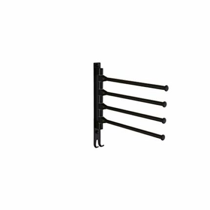 SMLJLQ European black space aluminum bathroom towel rack rotating rod towel rack hotel towel rack movable pole wall mounted