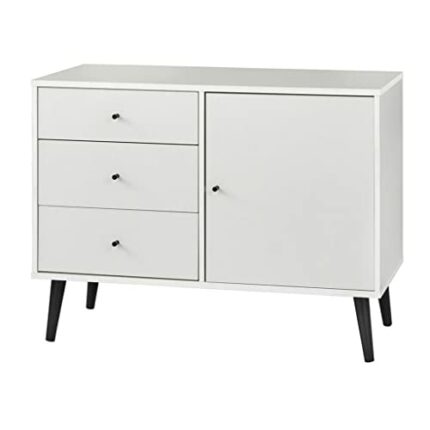 WALNUT Kitchen Sideboard With 1 Door And 3 Storage Drawers Antique Wooden Cabinet For Kitchen Storage Buffet (Color : Argento, Size : Light Grey)