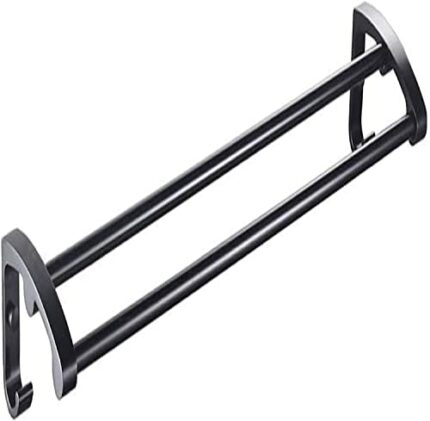 59cm Black Aluminum Towel Rail,Bathroom Storage Towel Rack,Wall Mounted Hanging Towel Holder With Double Bar